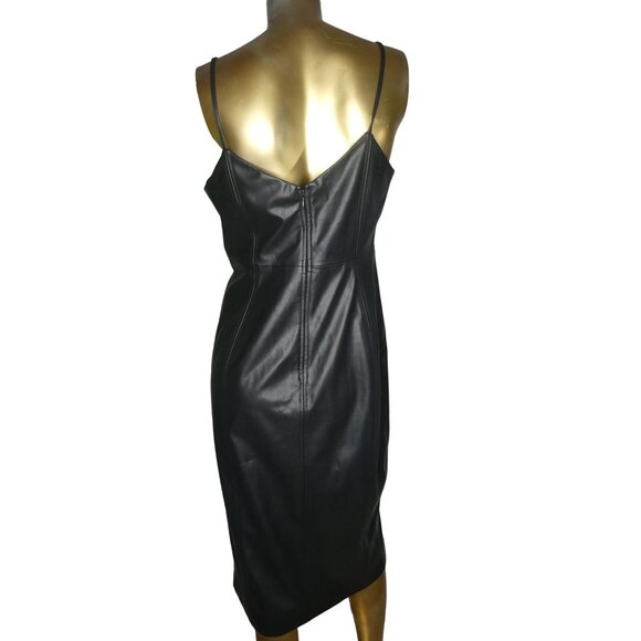 Leather Calvin Klein Black Out On The Evening‎ Dress Size 8 - Picture 4 of 8